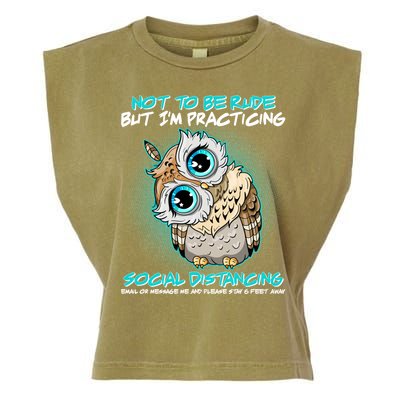 Funny Social Distancing Owl Meme Garment-Dyed Women's Muscle Tee