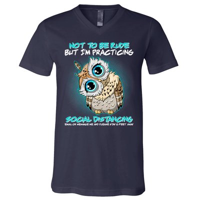 Funny Social Distancing Owl Meme V-Neck T-Shirt