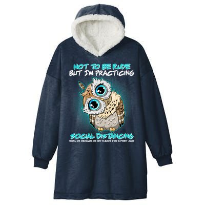 Funny Social Distancing Owl Meme Hooded Wearable Blanket