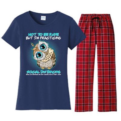 Funny Social Distancing Owl Meme Women's Flannel Pajama Set