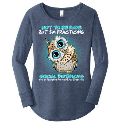 Funny Social Distancing Owl Meme Women's Perfect Tri Tunic Long Sleeve Shirt