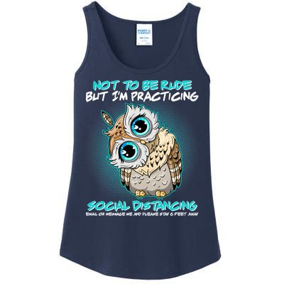 Funny Social Distancing Owl Meme Ladies Essential Tank