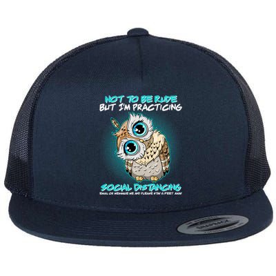 Funny Social Distancing Owl Meme Flat Bill Trucker Hat