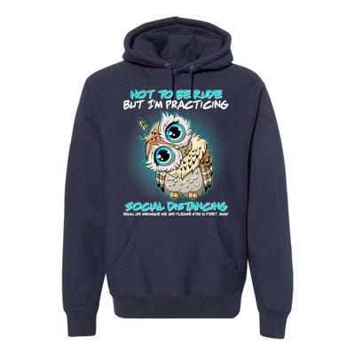 Funny Social Distancing Owl Meme Premium Hoodie