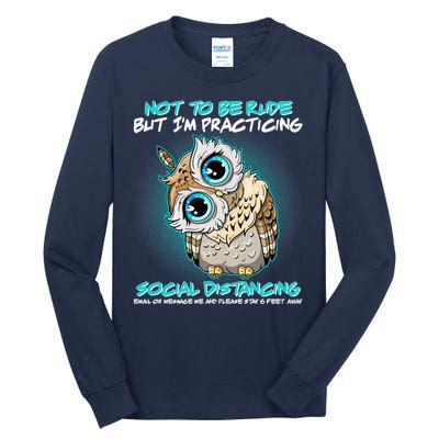 Funny Social Distancing Owl Meme Tall Long Sleeve T-Shirt