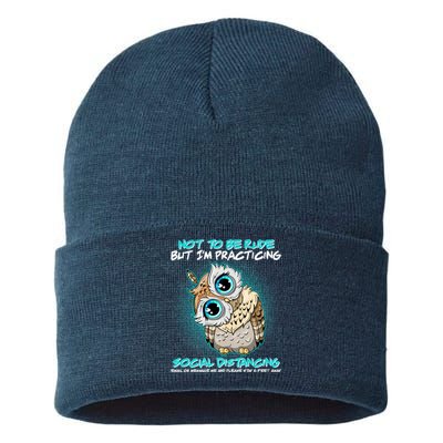 Funny Social Distancing Owl Meme Sustainable Knit Beanie