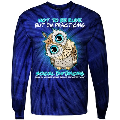 Funny Social Distancing Owl Meme Tie-Dye Long Sleeve Shirt