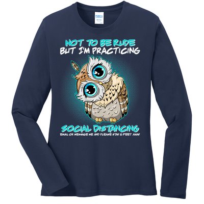 Funny Social Distancing Owl Meme Ladies Long Sleeve Shirt