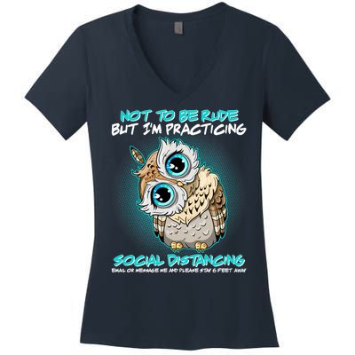 Funny Social Distancing Owl Meme Women's V-Neck T-Shirt