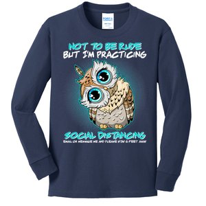 Funny Social Distancing Owl Meme Kids Long Sleeve Shirt