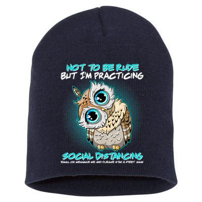 Funny Social Distancing Owl Meme Short Acrylic Beanie