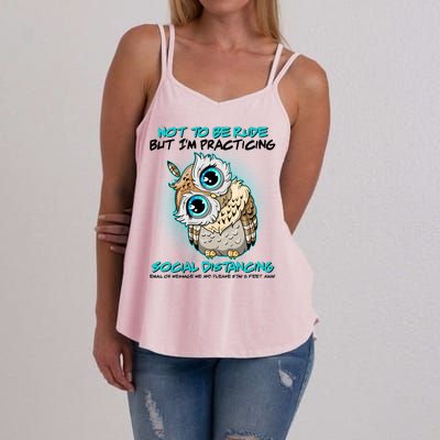 Funny Social Distancing Owl Meme Women's Strappy Tank