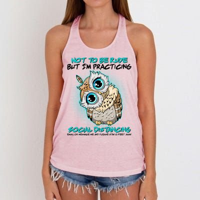 Funny Social Distancing Owl Meme Women's Knotted Racerback Tank