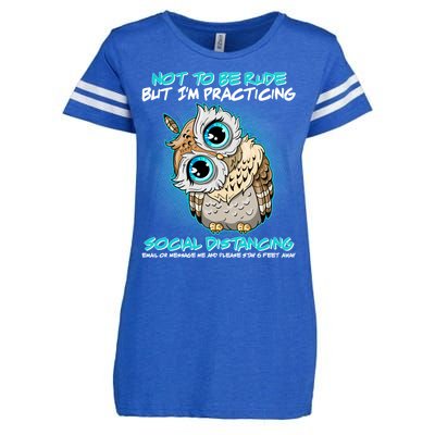 Funny Social Distancing Owl Meme Enza Ladies Jersey Football T-Shirt