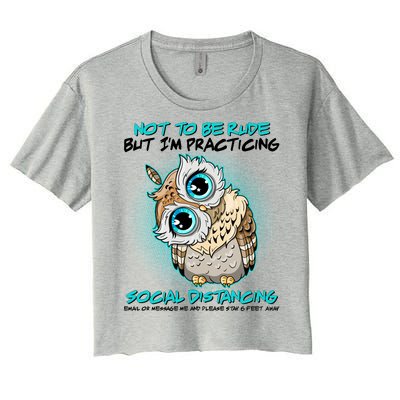 Funny Social Distancing Owl Meme Women's Crop Top Tee