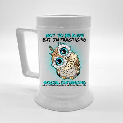 Funny Social Distancing Owl Meme Beer Stein