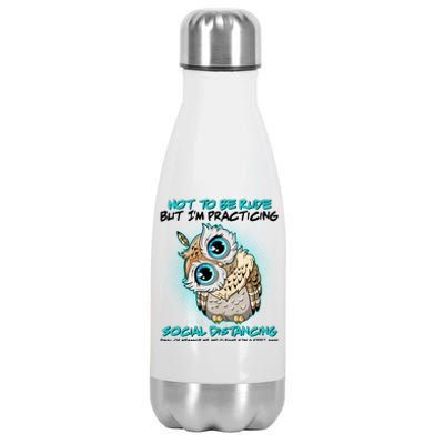 Funny Social Distancing Owl Meme Stainless Steel Insulated Water Bottle