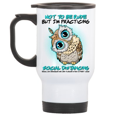 Funny Social Distancing Owl Meme Stainless Steel Travel Mug