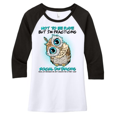 Funny Social Distancing Owl Meme Women's Tri-Blend 3/4-Sleeve Raglan Shirt