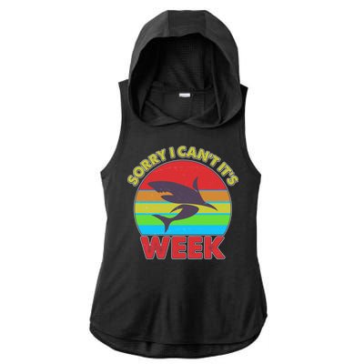 Funny Sorry I Can't It's Shark Week Ladies PosiCharge Tri-Blend Wicking Draft Hoodie Tank