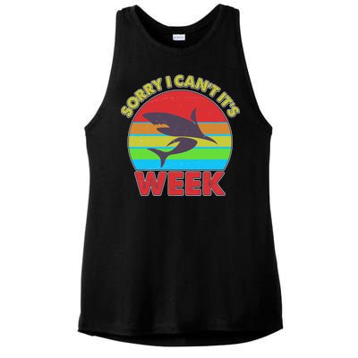 Funny Sorry I Can't It's Shark Week Ladies PosiCharge Tri-Blend Wicking Tank