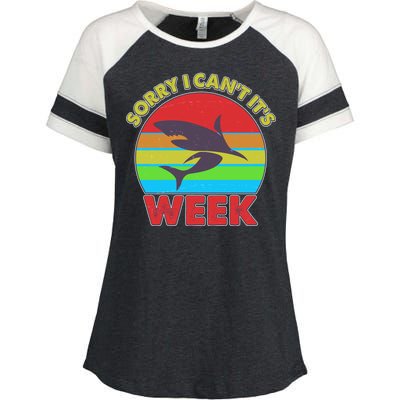 Funny Sorry I Can't It's Shark Week Enza Ladies Jersey Colorblock Tee