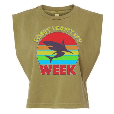 Funny Sorry I Can't It's Shark Week Garment-Dyed Women's Muscle Tee