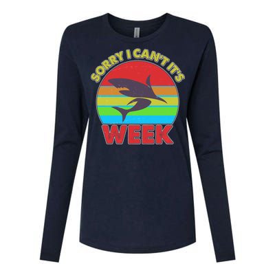 Funny Sorry I Can't It's Shark Week Womens Cotton Relaxed Long Sleeve T-Shirt