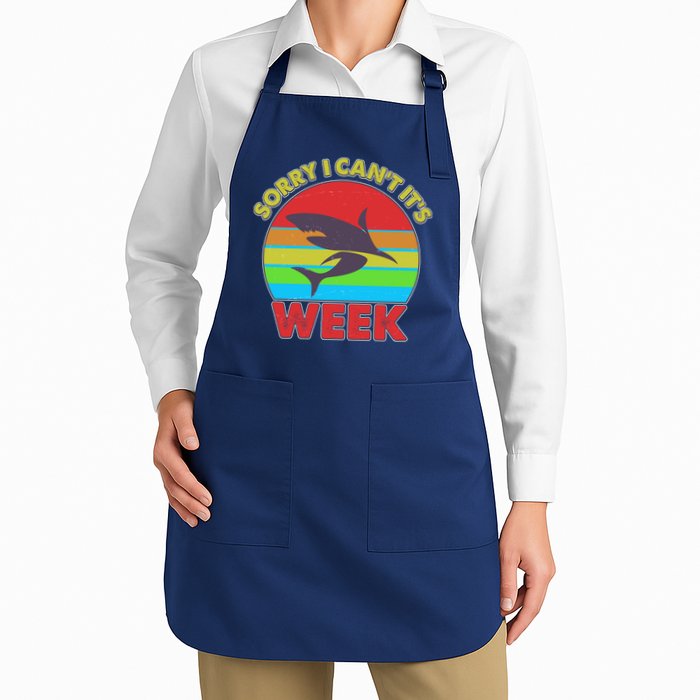Funny Sorry I Can't It's Shark Week Full-Length Apron With Pockets