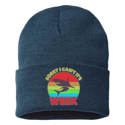 Funny Sorry I Can't It's Shark Week Sustainable Knit Beanie