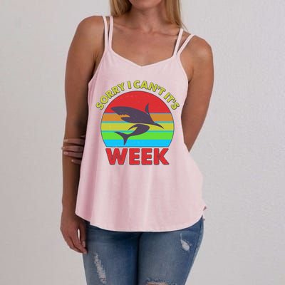 Funny Sorry I Can't It's Shark Week Women's Strappy Tank