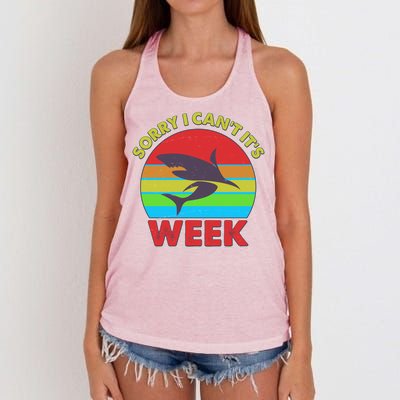 Funny Sorry I Can't It's Shark Week Women's Knotted Racerback Tank