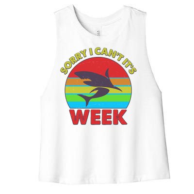 Funny Sorry I Can't It's Shark Week Women's Racerback Cropped Tank