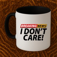 Funny Spoof Meme Breaking News I Don't Care Mug
