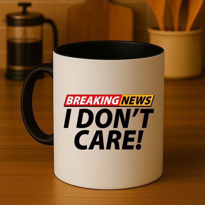 Funny Spoof Meme Breaking News I Don't Care Mug