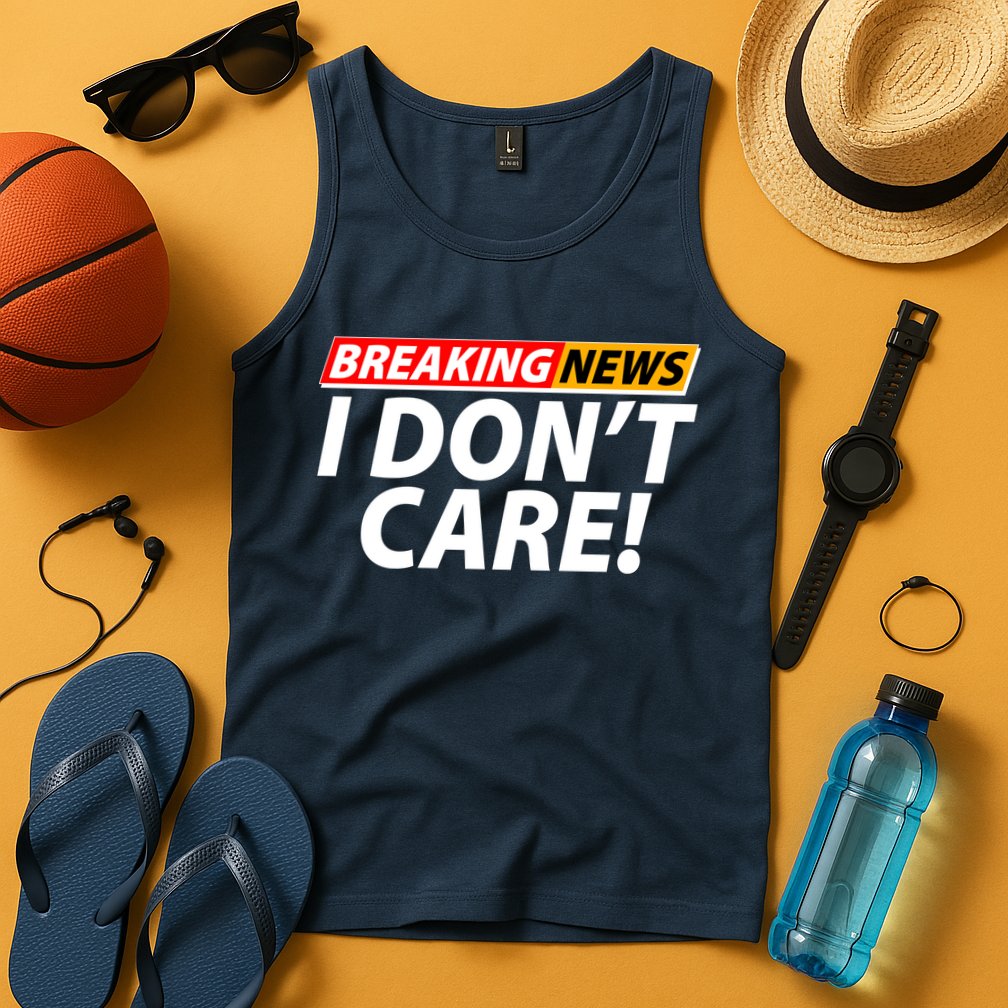 Funny Spoof Meme Breaking News I Don't Care Tank Top