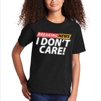 Funny Spoof Meme Breaking News I Don't Care Kids T-Shirt