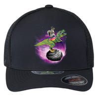 Funny Squirrel Riding T-Rex Space Galaxy Flexfit Unipanel Trucker Cap