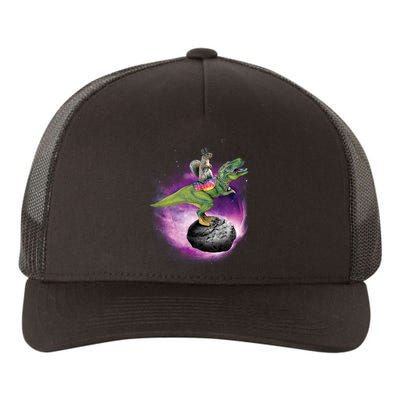 Funny Squirrel Riding T-Rex Space Galaxy Yupoong Adult 5-Panel Trucker Hat