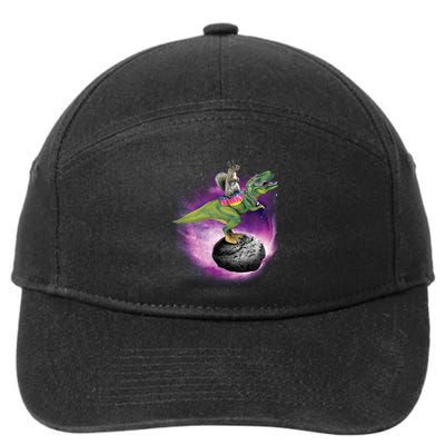 Funny Squirrel Riding T-Rex Space Galaxy 7-Panel Snapback Hat