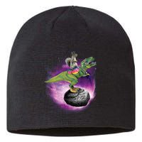 Funny Squirrel Riding T-Rex Space Galaxy Sustainable Beanie