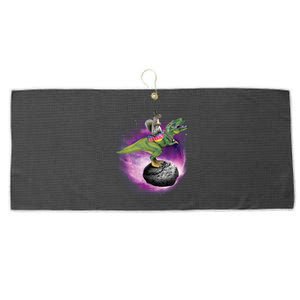 Funny Squirrel Riding T-Rex Space Galaxy Large Microfiber Waffle Golf Towel