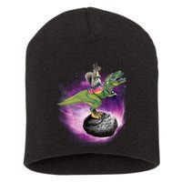 Funny Squirrel Riding T-Rex Space Galaxy Short Acrylic Beanie