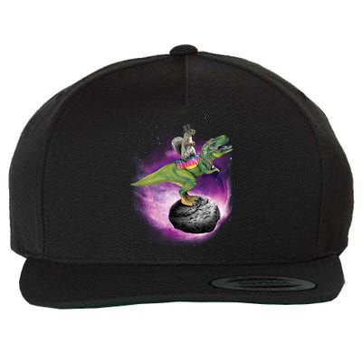 Funny Squirrel Riding T-Rex Space Galaxy Wool Snapback Cap