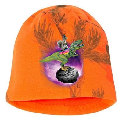 Funny Squirrel Riding T-Rex Space Galaxy Kati - Camo Knit Beanie