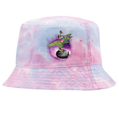 Funny Squirrel Riding T-Rex Space Galaxy Tie-Dyed Bucket Hat