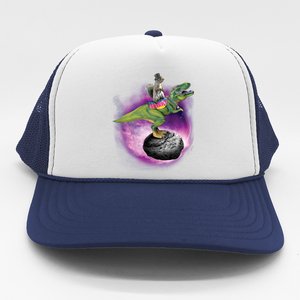 Funny Squirrel Riding T-Rex Space Galaxy Trucker Hat