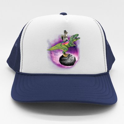 Funny Squirrel Riding T-Rex Space Galaxy Trucker Hat