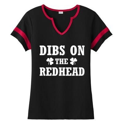 Funny St. Patrick's Day - Dibs On The Redhead Ladies Halftime Notch Neck Tee