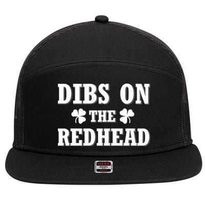 Funny St. Patrick's Day - Dibs On The Redhead 7 Panel Mesh Trucker Snapback Hat
